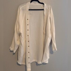 Free people look alike. Oversized white button up shirt.